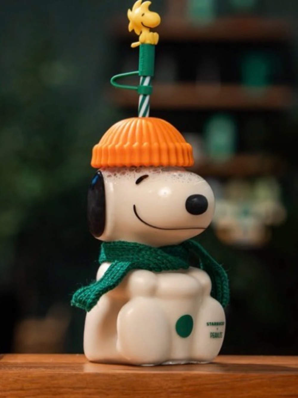 Starbucks Snoopy Cold Cup with Woodstock straw topper